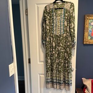 Zara Olive Floral Long Sleeve Dress